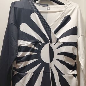 a new day Black and White Sunburst Midi Dress